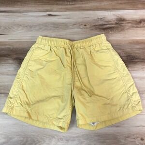 Standard Cloth Swim Trunks Mens Small Yellow Elastic Waist Drawstring Lined